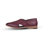 Peshawari : Alligator Wine embossed leather handmade Peshawari with Memory foam footpad. Article : P01_Alligator_Wine