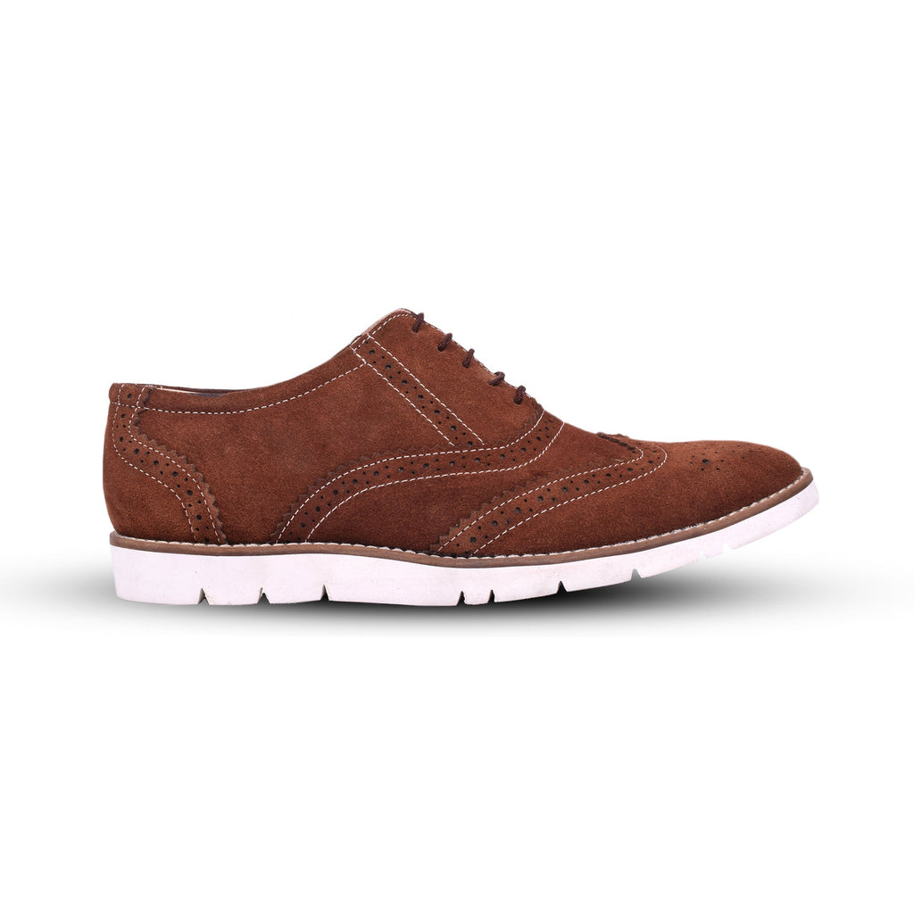 Sneakers : Dark Tan Suede leather Sneakers with Memory foam footpad. Article : SN30-DarkTan