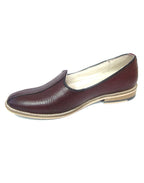 Nagras : Wine Croco Embossed leather handmade Nagras with Memory foam footpad. Article : N113