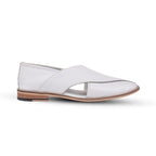 Peshawari : White leather handmade Peshawari with Memory foam footpad. Article : P01_White - Amisar Exports