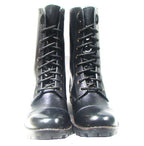 Biker Boots : 12" Inches long Black leather Rider boots for bikers with Memory foam footpad.