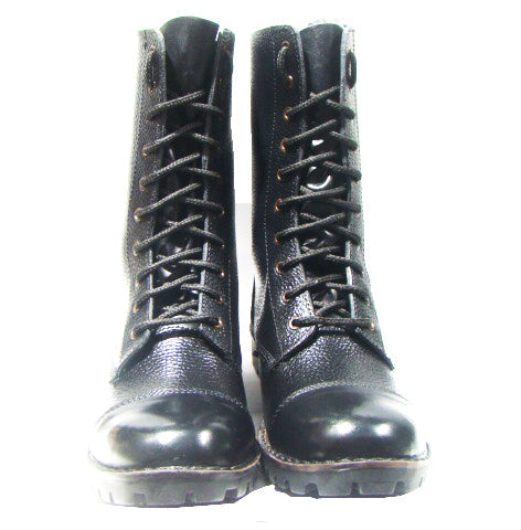 Biker Boots : 12" Inches long Black leather Rider boots for bikers with Memory foam footpad.