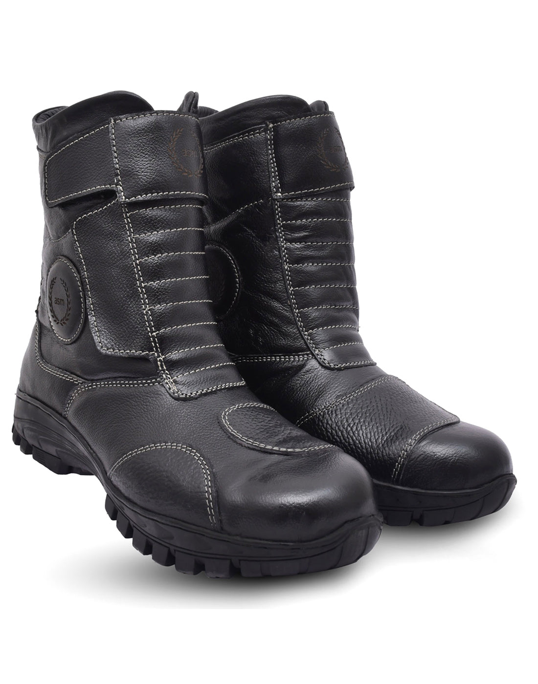 Biker Boots : Waterproof Black leather Rider boots for bikers with Memory foam footpad.