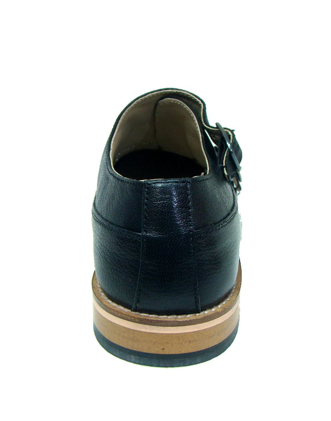 Monk Strap Shoes : Black leather Monk Strap Oxford Shoes for men with Memory foam footpad. Article : HU113-Black