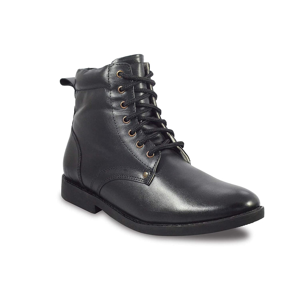 Pilots Boots : Black leather flying boots with side chain for Pilots with Memory foam footpad. Article : 610C