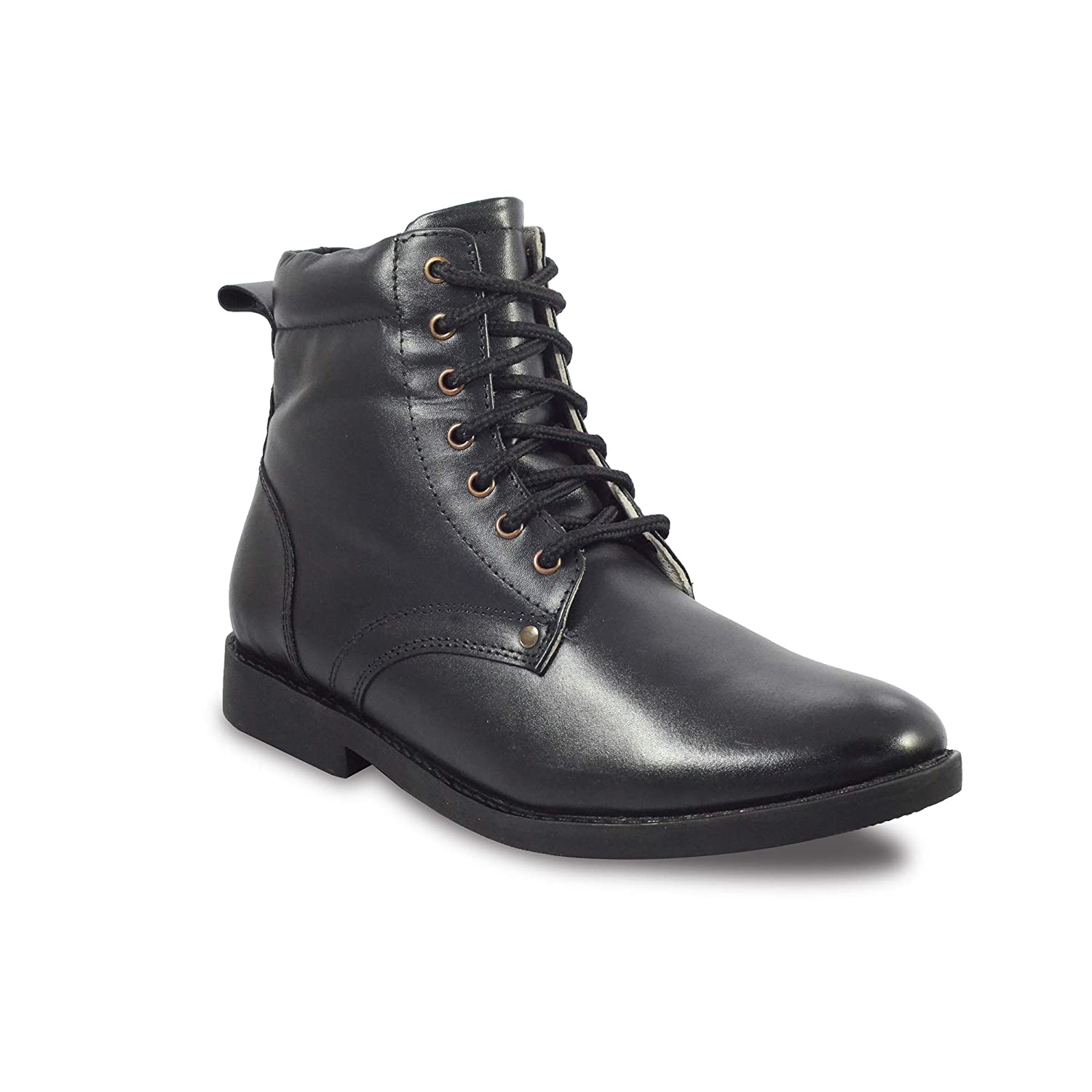 Pilots Boots : Black leather flying boots with side chain for Pilots with Memory foam footpad. Article : 610C