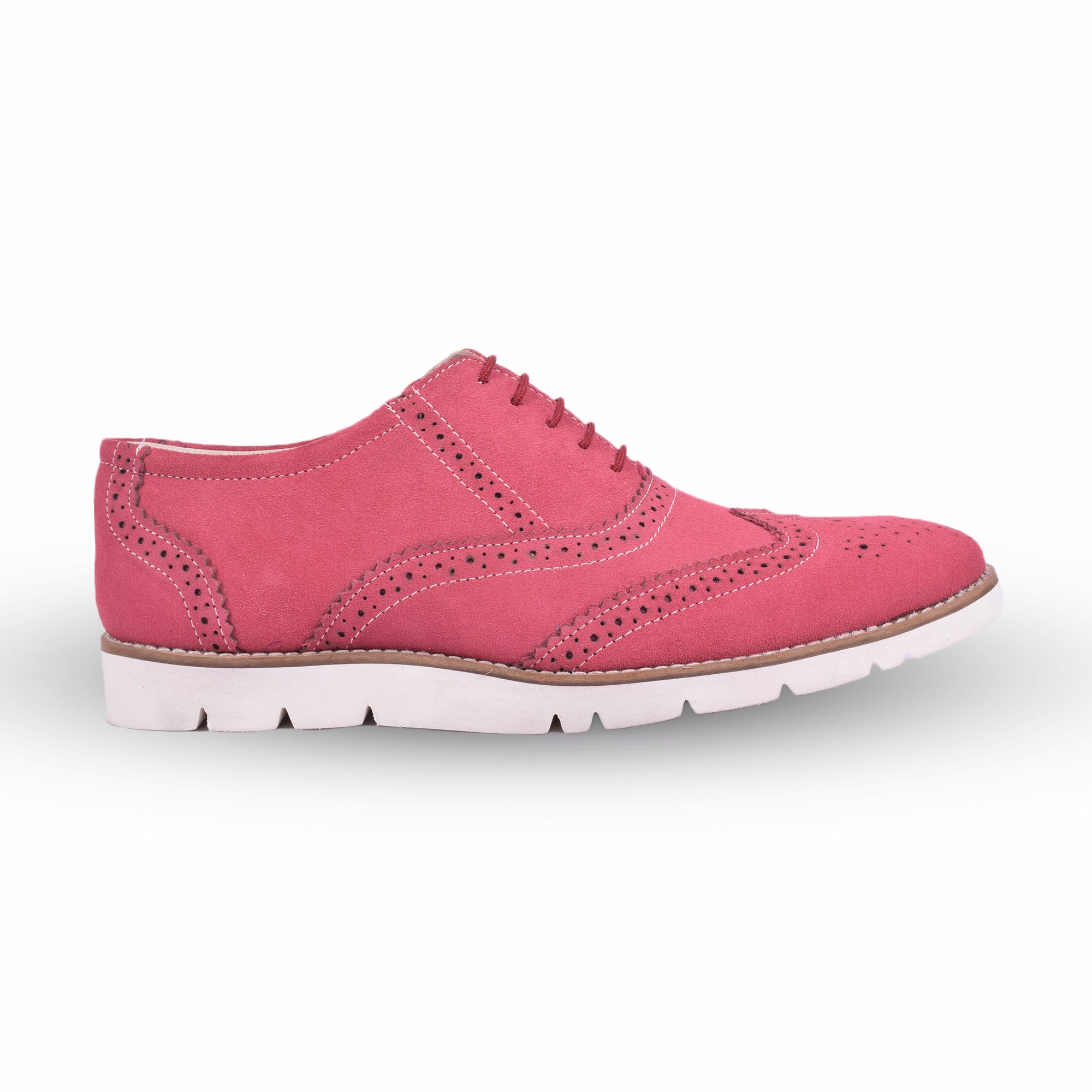 Sneakers : Pink Suede leather Sneakers with Memory foam footpad. Article : SN30-Pink