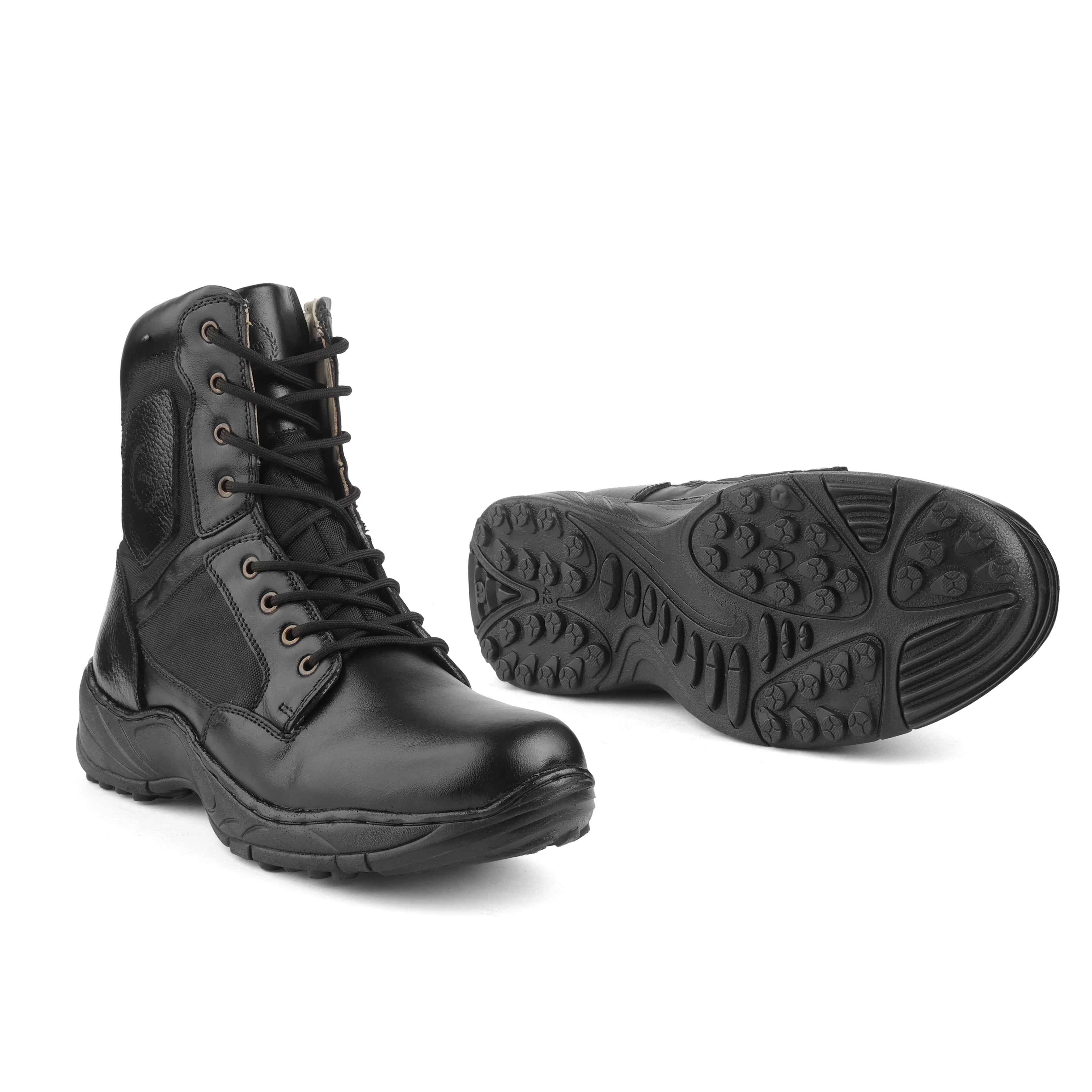 Commando Tactical Boots : 9 Inches Black Suede leather Tactical boots with Memory foam footpad.