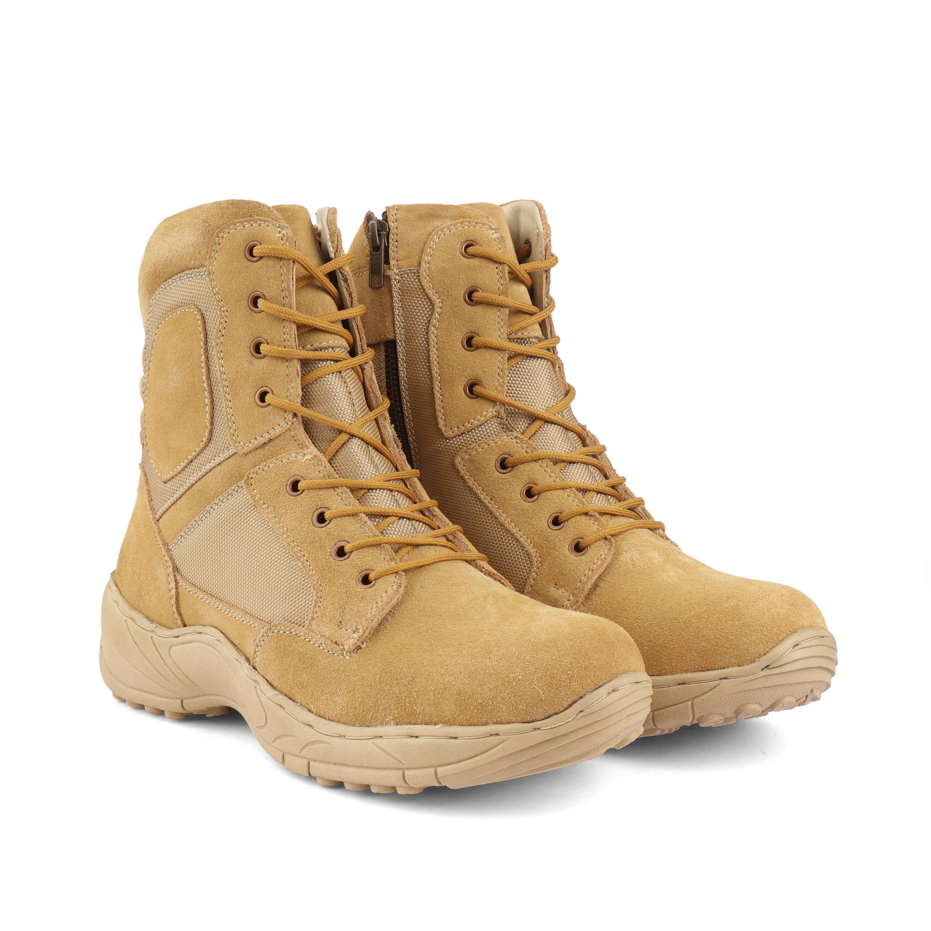 Indian Army/Military Tactical Boots : 9 Inches Beige Suede leather Tactical boots with Memory foam footpad.