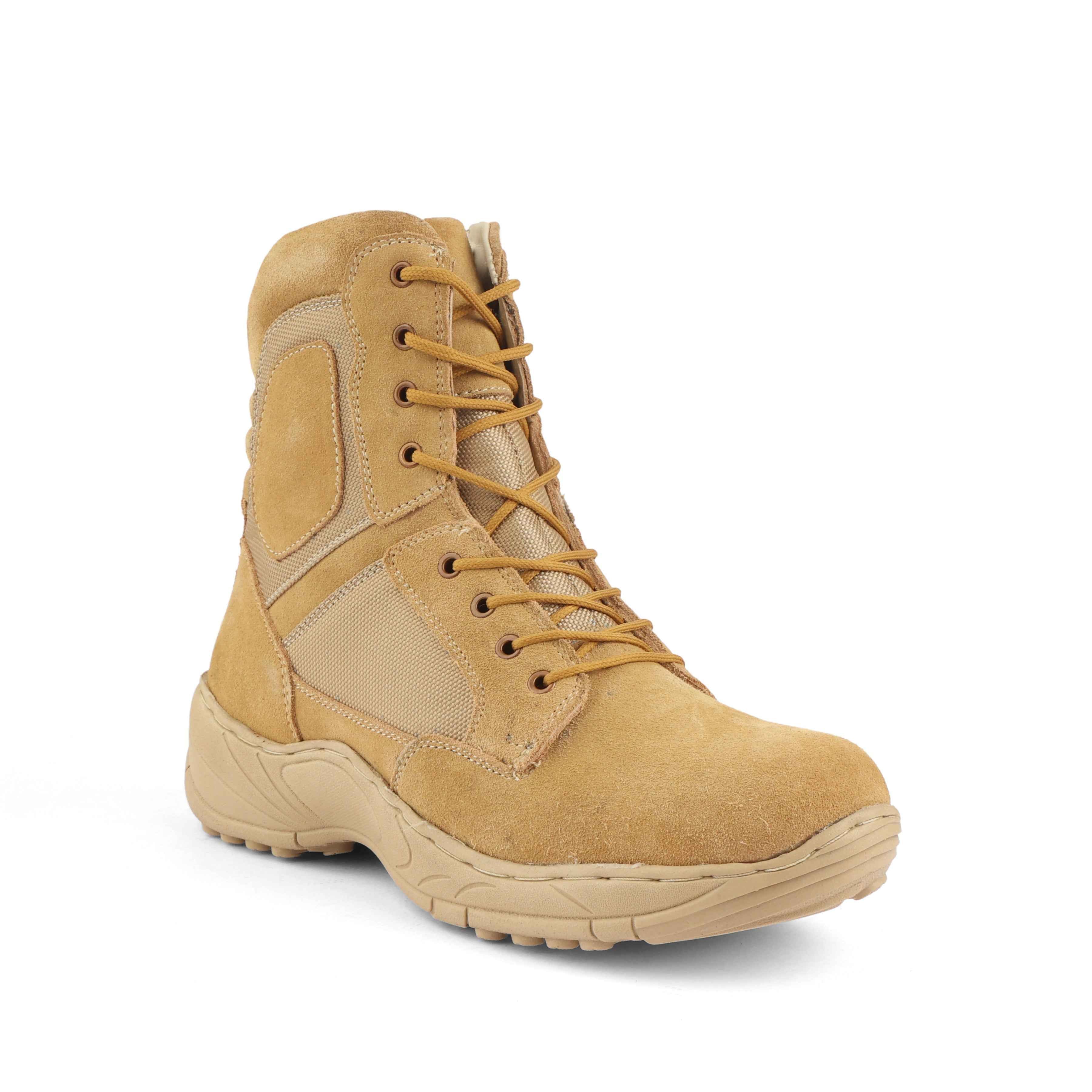 Indian Army/Military Tactical Boots : 9 Inches Beige Suede leather Tactical boots with Memory foam footpad.