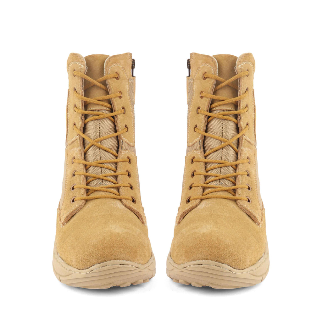 Indian Army/Military Tactical Boots : 9 Inches Beige Suede leather Tactical boots with Memory foam footpad.
