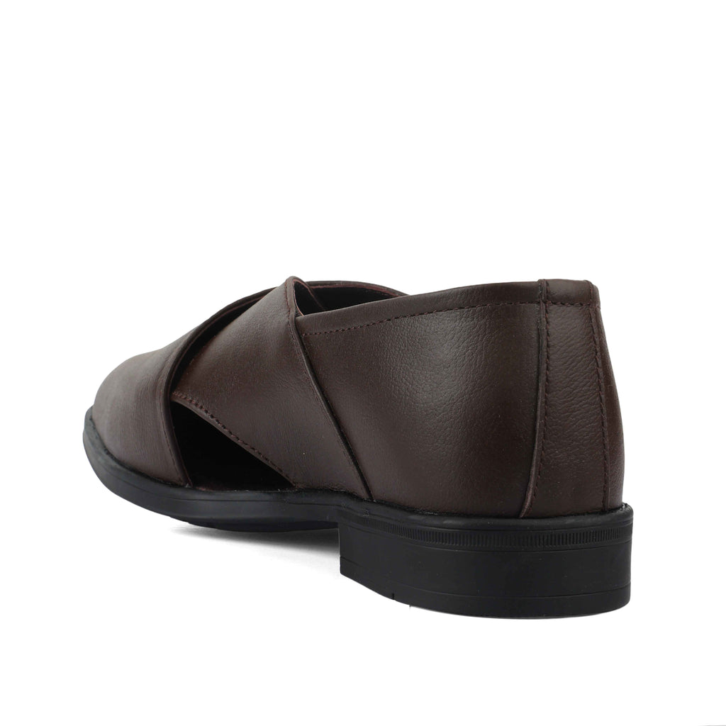 Peshawari : Brown leather handmade Peshawari with Memory foam footpad. Article : P01_BrownTP