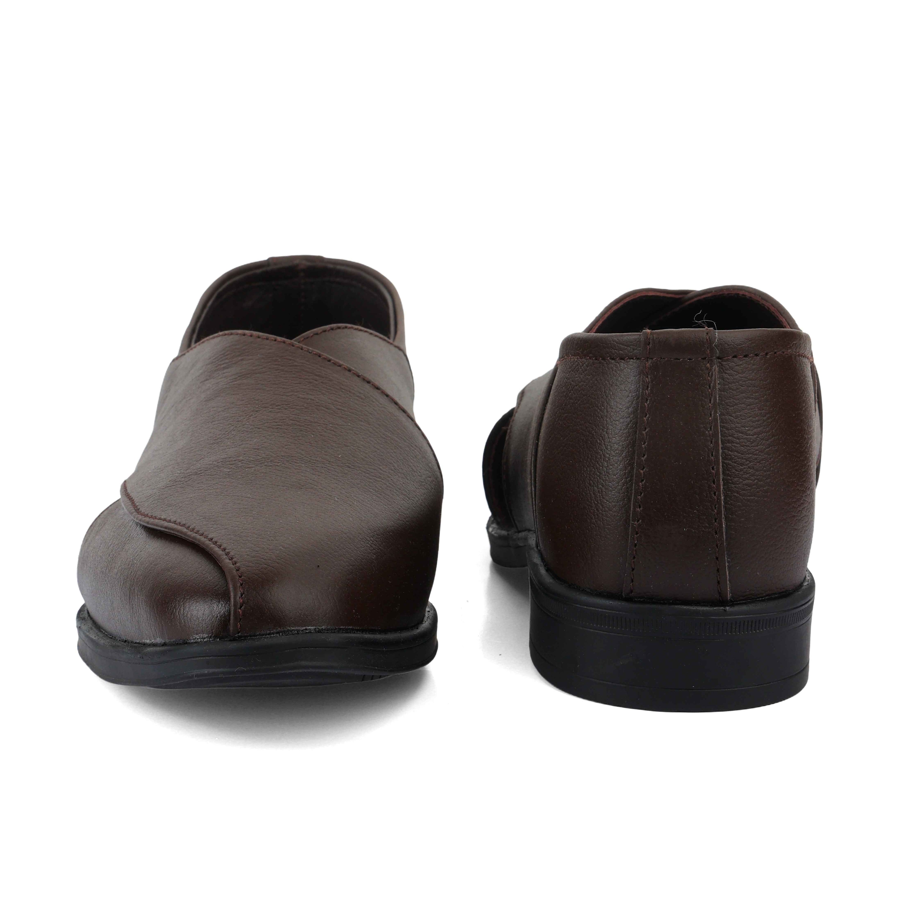 Peshawari : Brown leather handmade Peshawari with Memory foam footpad. Article : P01_BrownTP