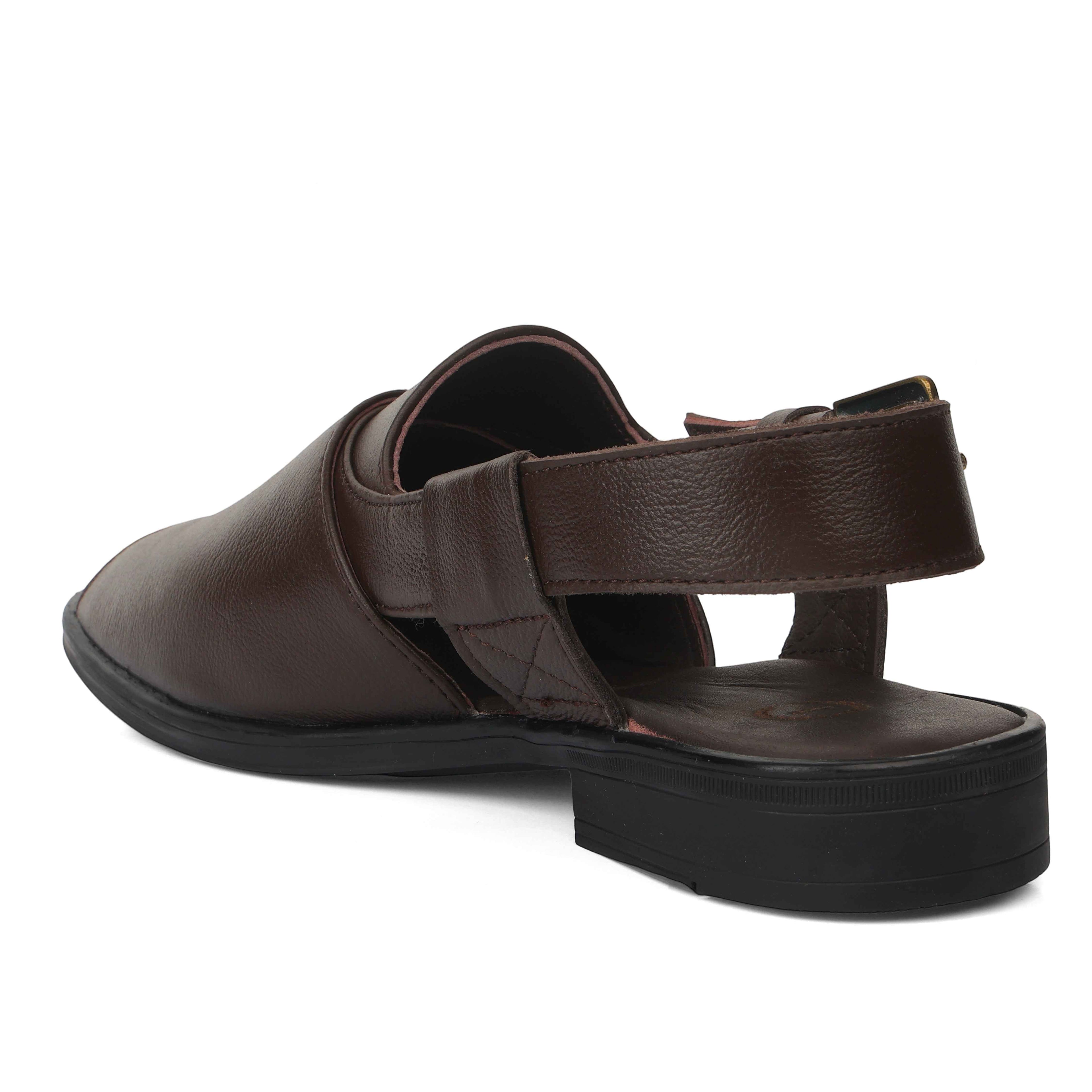 Peshawari : Brown leather handmade Peshawari with Memory foam footpad. Article : P02_BrownTP