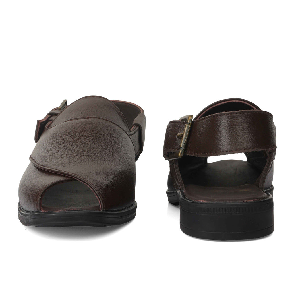 Peshawari : Brown leather handmade Peshawari with Memory foam footpad. Article : P02_BrownTP