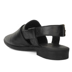 Peshawari : Black leather handmade Peshawari with Memory foam footpad. Article : P02_BlackTP