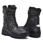Biker Boots : Waterproof Black leather Rider boots for bikers with Memory foam footpad.