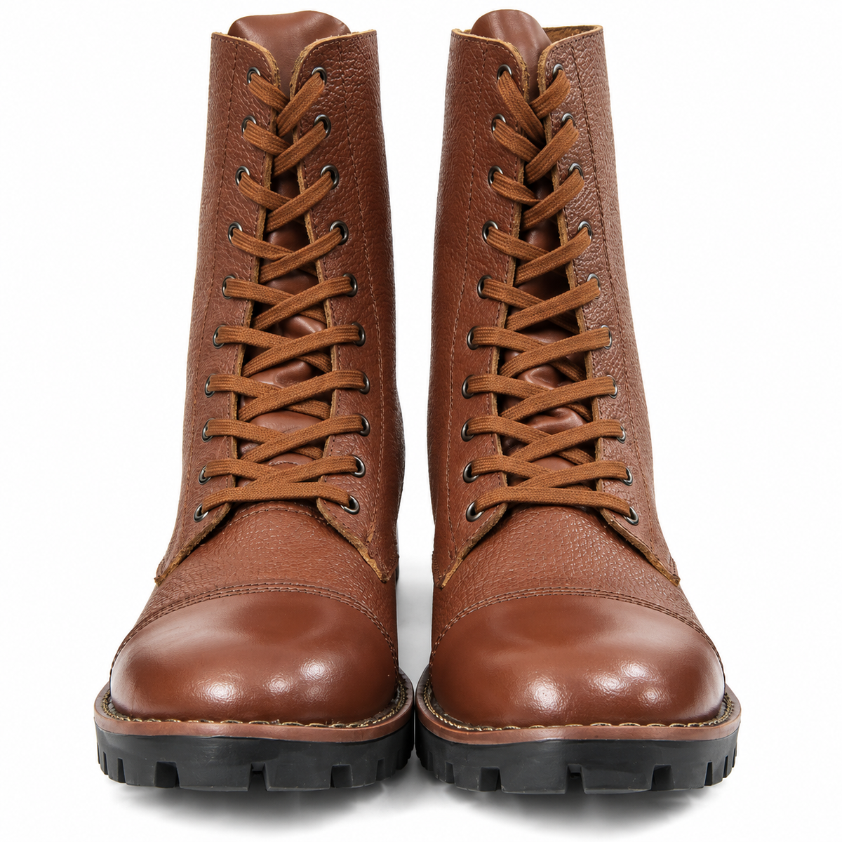 Biker Boots : 12" Inches long Tan leather Rider boots for bikers with Memory foam footpad.