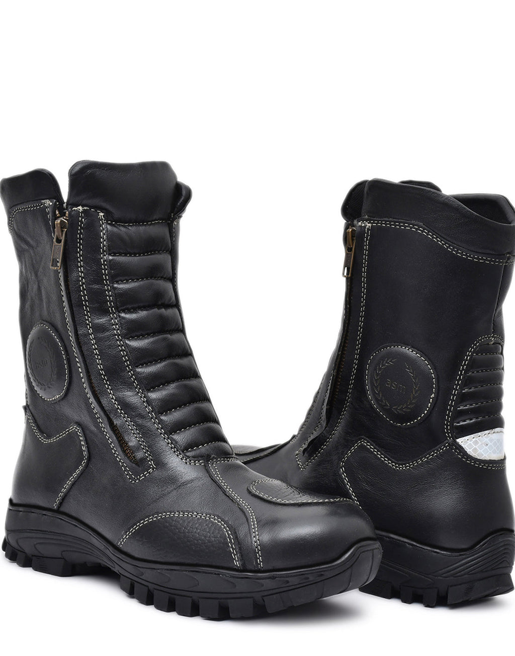 Biker Boots : Waterproof Black leather Rider boots for bikers with Memory foam footpad.