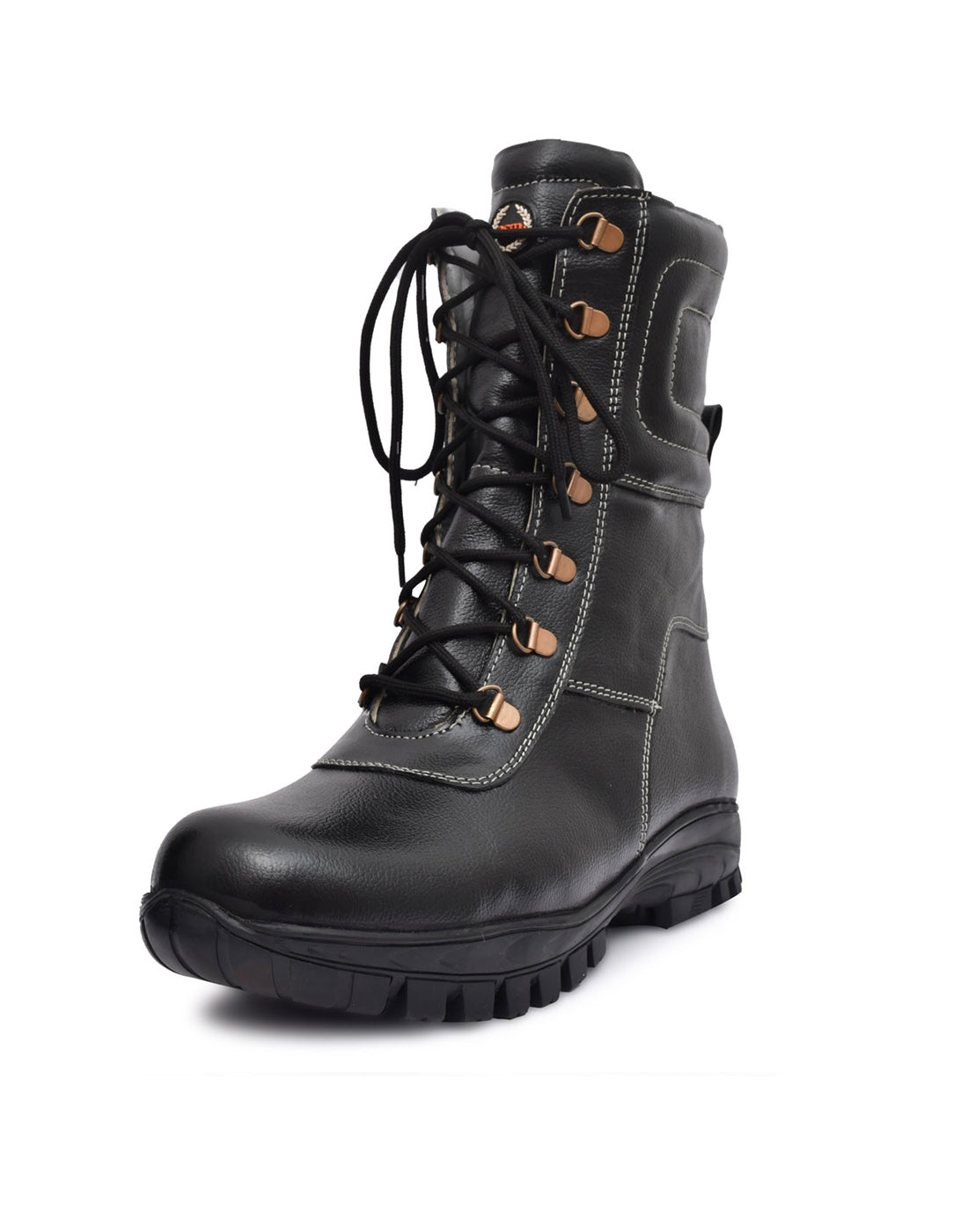 Snow Boots : Black Leather boots with Fur & Memory foam footpad.