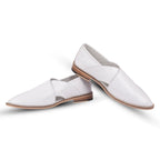 Peshawari : White leather handmade Peshawari with Memory foam footpad. Article : P01_White