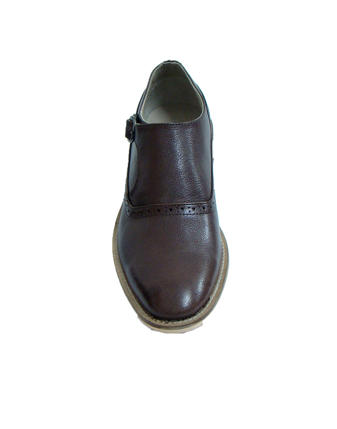 Monk Strap Shoes : Brown leather Monk Strap Oxford Shoes for men with Memory foam footpad. Article : HU112-Brown