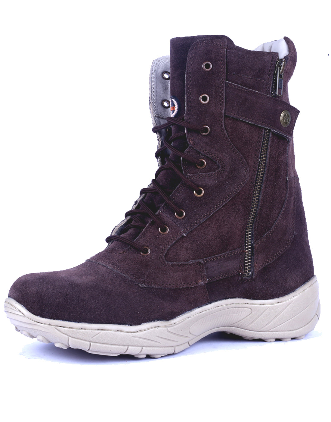 Biker Boots : Brown Suede leather Rider boots for bikers with Side chain & Memory foam footpad.