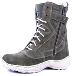 Biker Boots : Green Suede leather Rider boots for bikers with Side chain & Memory foam footpad.
