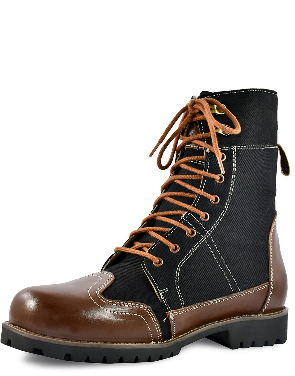 Biker Boots : Black & Tan leather Rider boots for bikers with Memory foam footpad.
