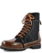 Biker Boots : Black & Tan leather Rider boots for bikers with Memory foam footpad.
