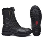 Biker Boots : Waterproof Black leather Rider boots for bikers with Memory foam footpad.