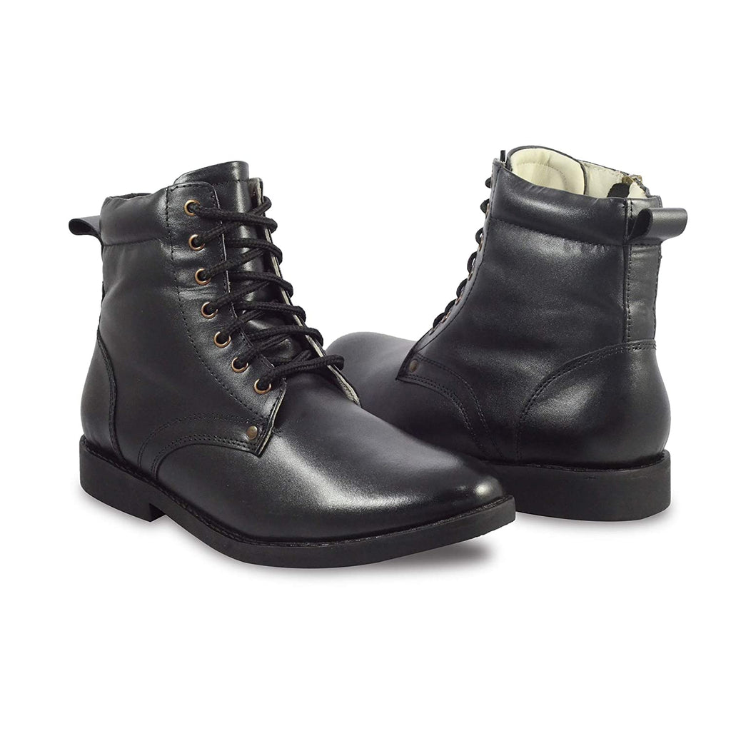 Pilots Boots : Black leather flying boots with side chain for Pilots with Memory foam footpad. Article : 610C