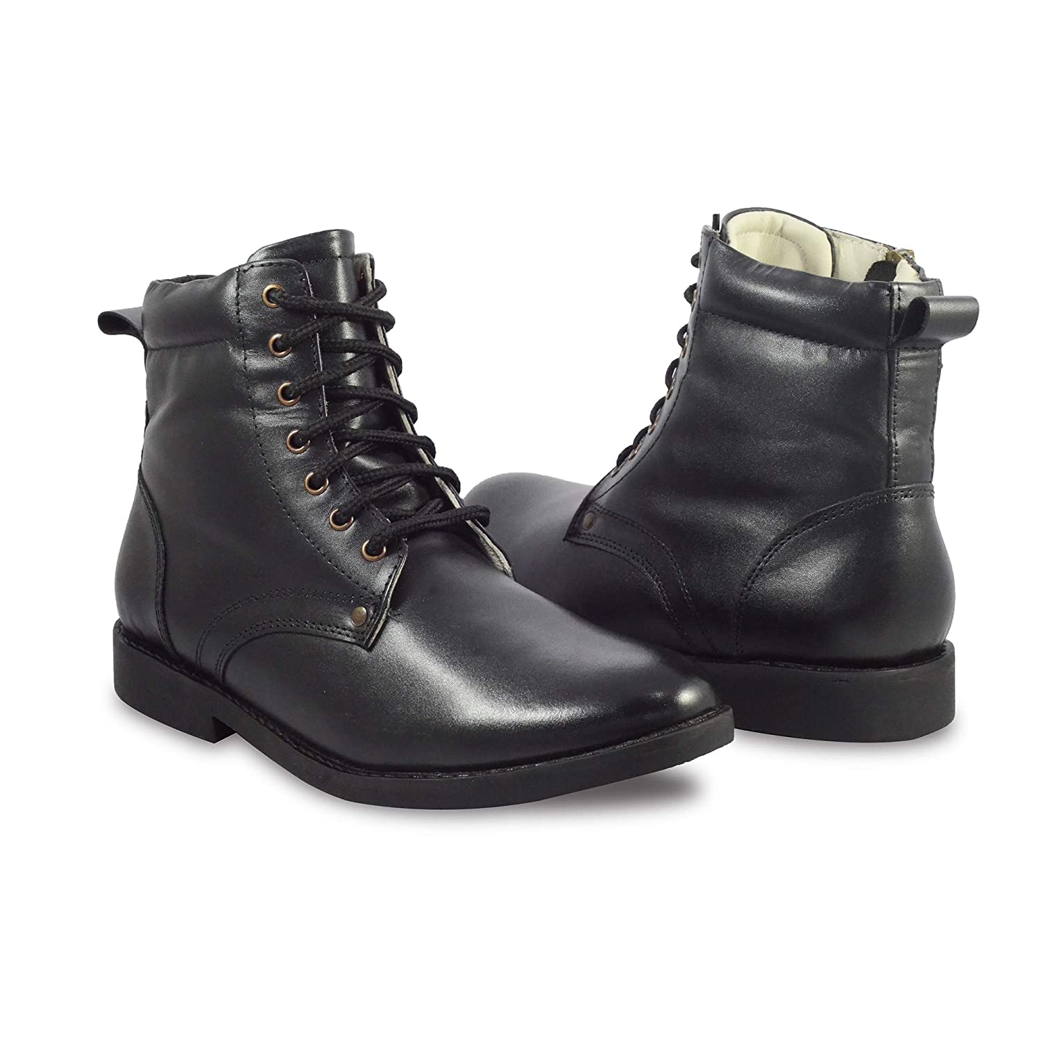 Pilots Boots : Black leather flying boots with side chain for Pilots with Memory foam footpad. Article : 610C
