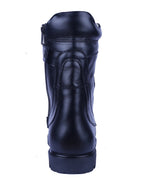 Biker Boots : Black leather Rider boots for bikers with Side chain & Memory foam footpad.
