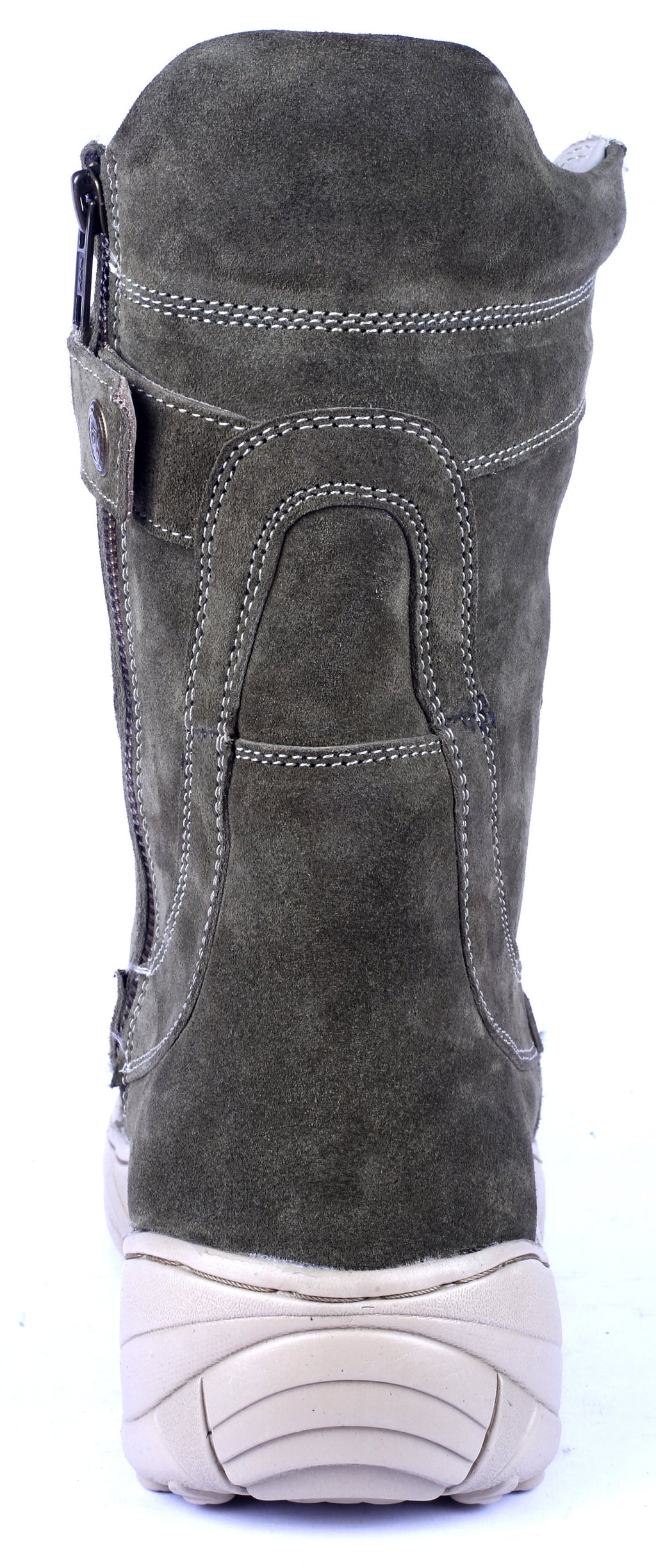 Biker Boots : Green Suede leather Rider boots for bikers with Side chain & Memory foam footpad.