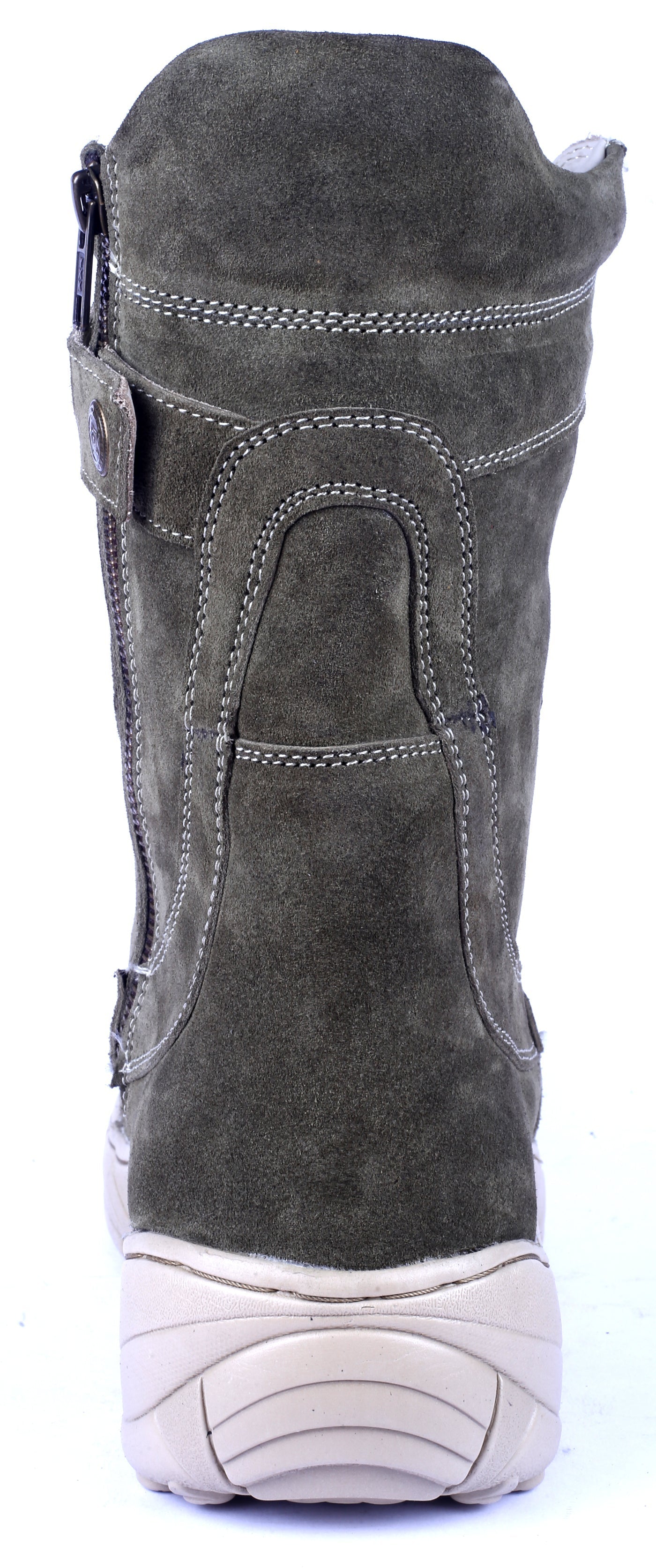 Biker Boots : Green Suede leather Rider boots for bikers with Side chain & Memory foam footpad.