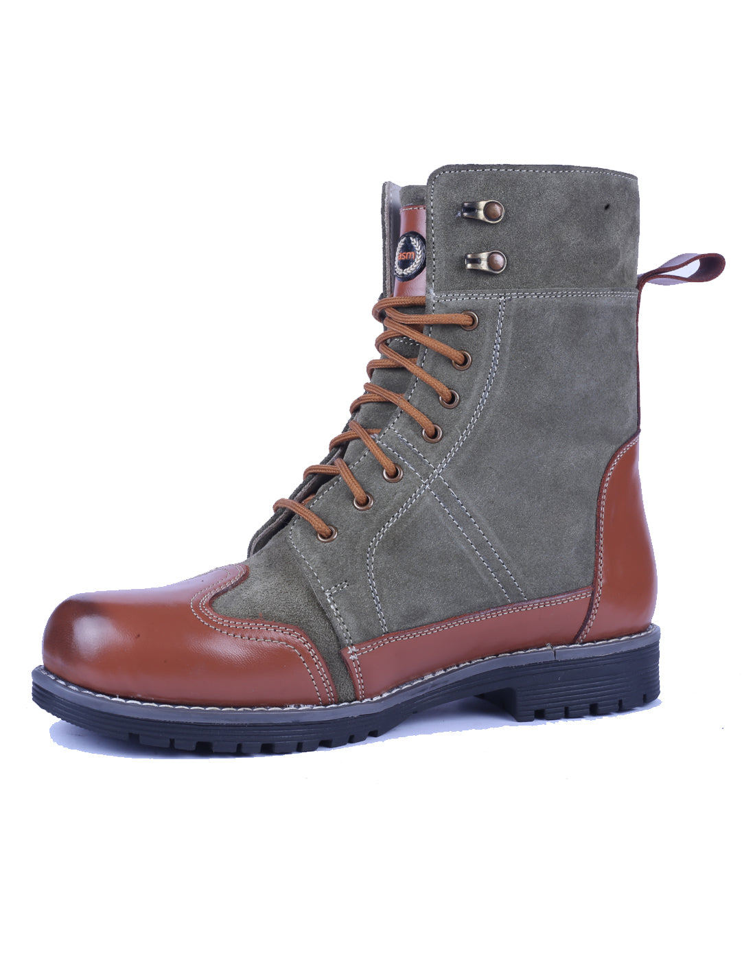 Biker Boots : Grey Suede leather Rider boots for bikers with Memory foam footpad.