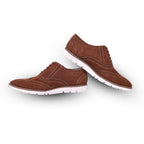 Sneakers : Dark Tan Suede leather Sneakers with Memory foam footpad. Article : SN30-DarkTan