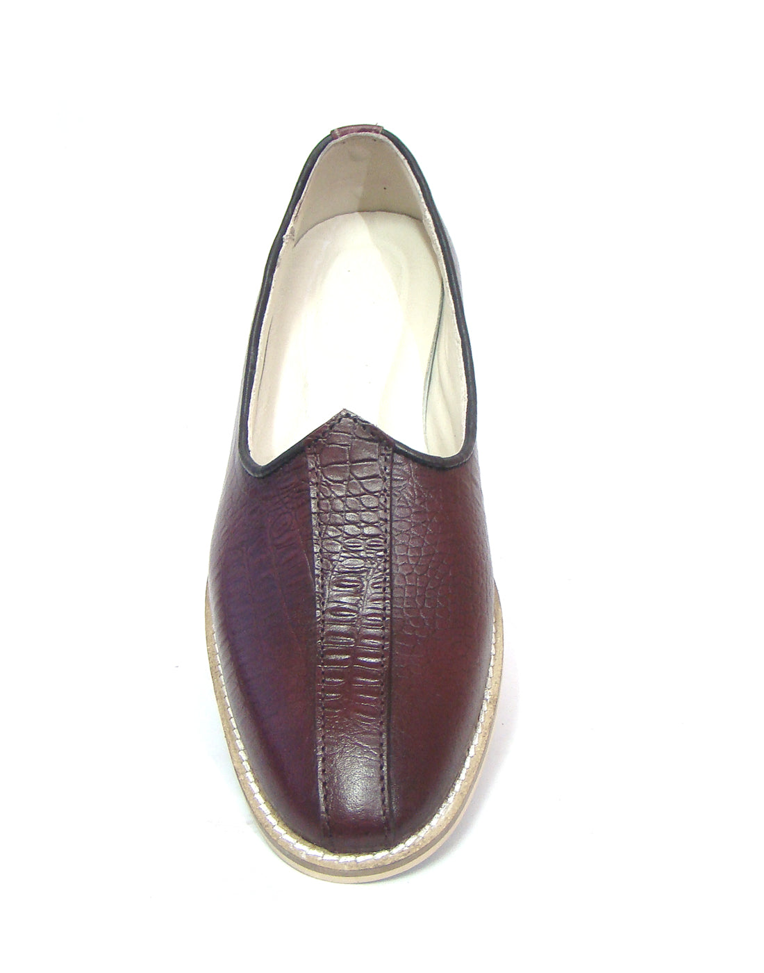 Nagras : Wine Croco Embossed leather handmade Nagras with Memory foam footpad. Article : N113