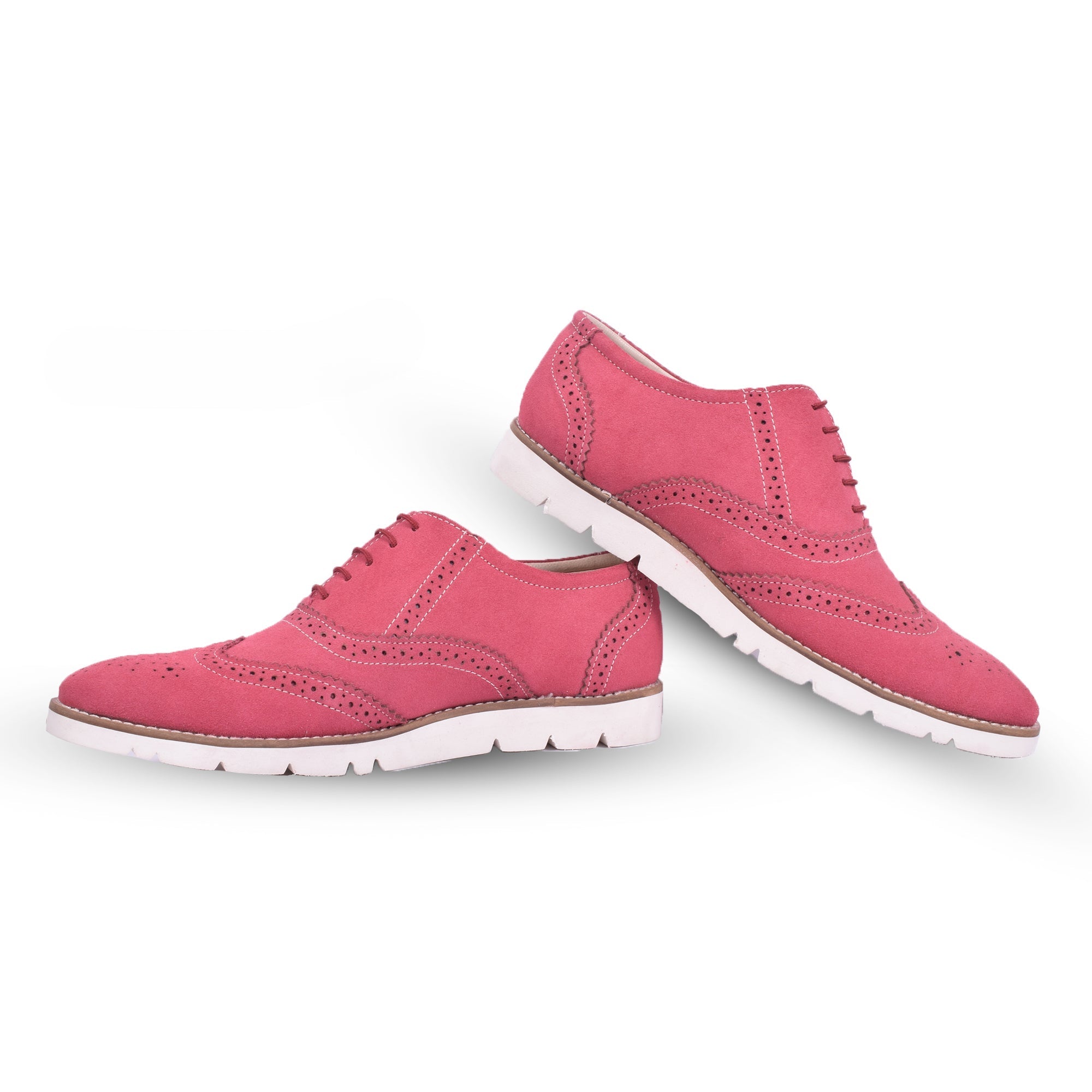 Sneakers : Pink Suede leather Sneakers with Memory foam footpad. Article : SN30-Pink