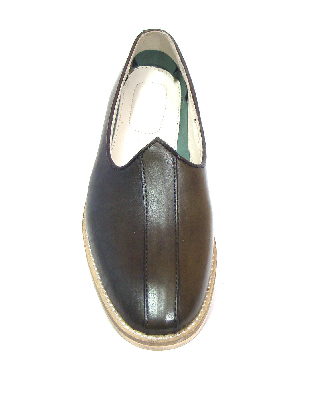 Nagras : Olive Green leather handmade Nagras with Memory foam footpad. Article : N123