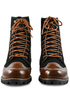 Biker Boots : Black & Tan leather Rider boots for bikers with Memory foam footpad.