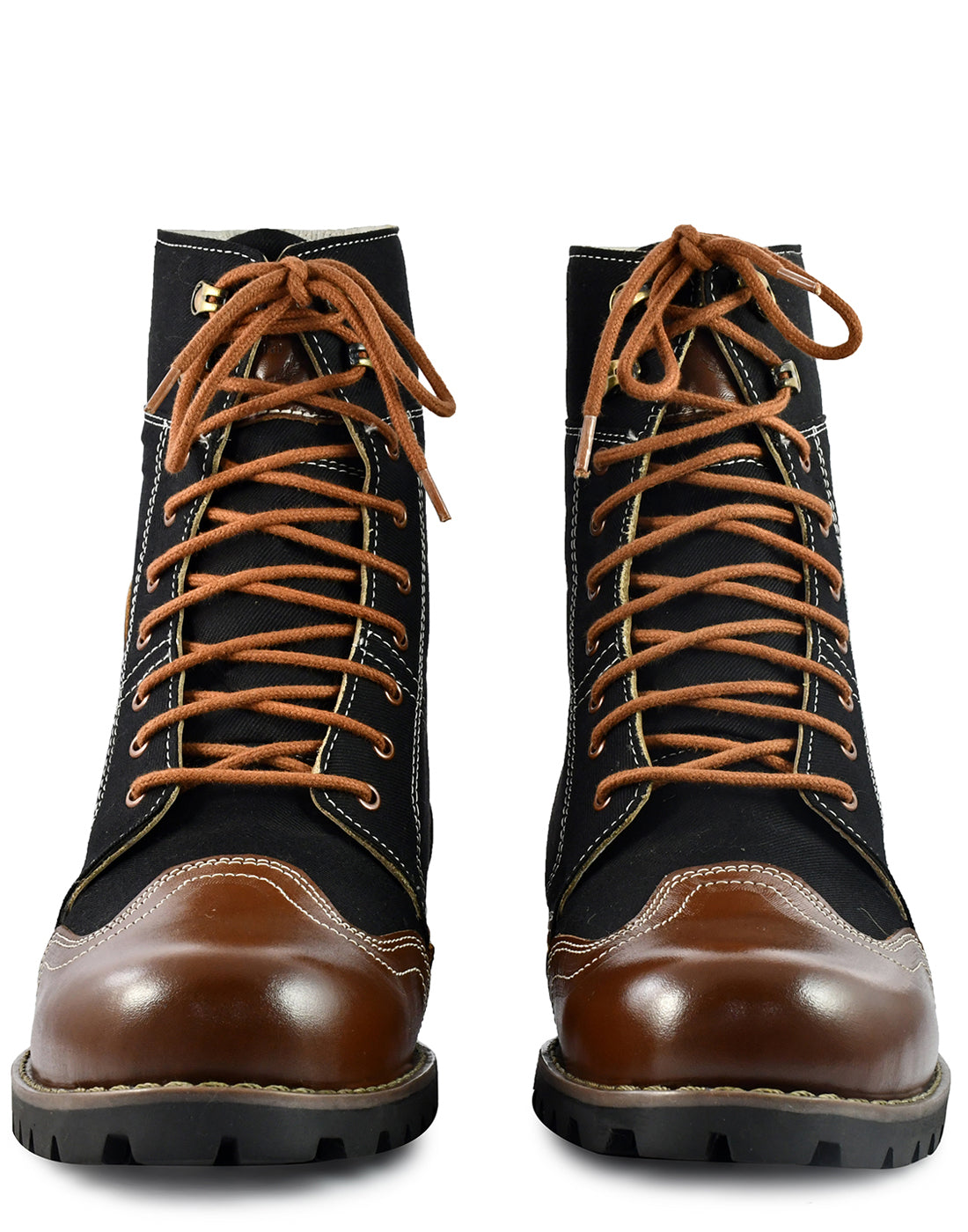 Biker Boots : Black & Tan leather Rider boots for bikers with Memory foam footpad.