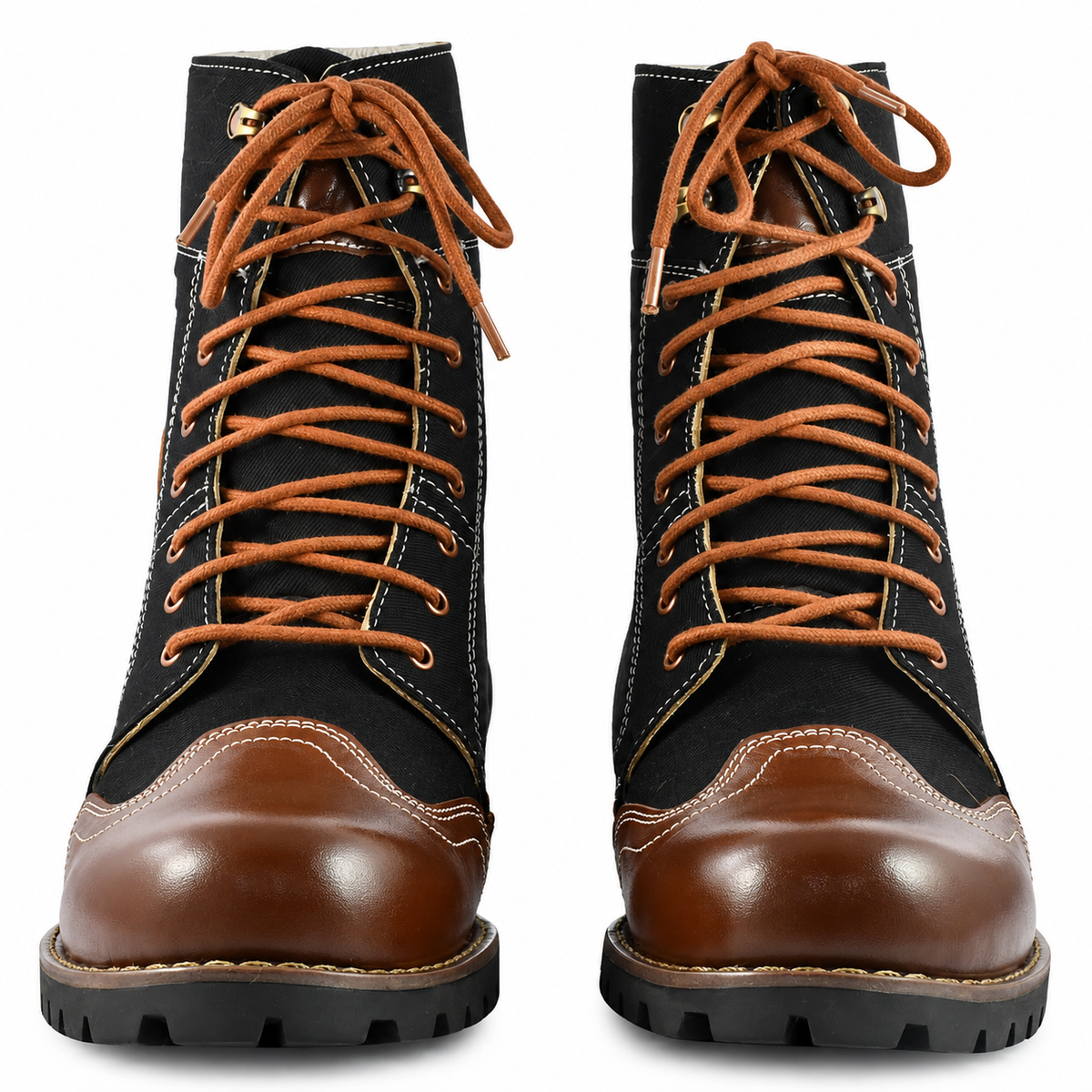 Biker Boots : Black & Tan leather Rider boots for bikers with Memory foam footpad.