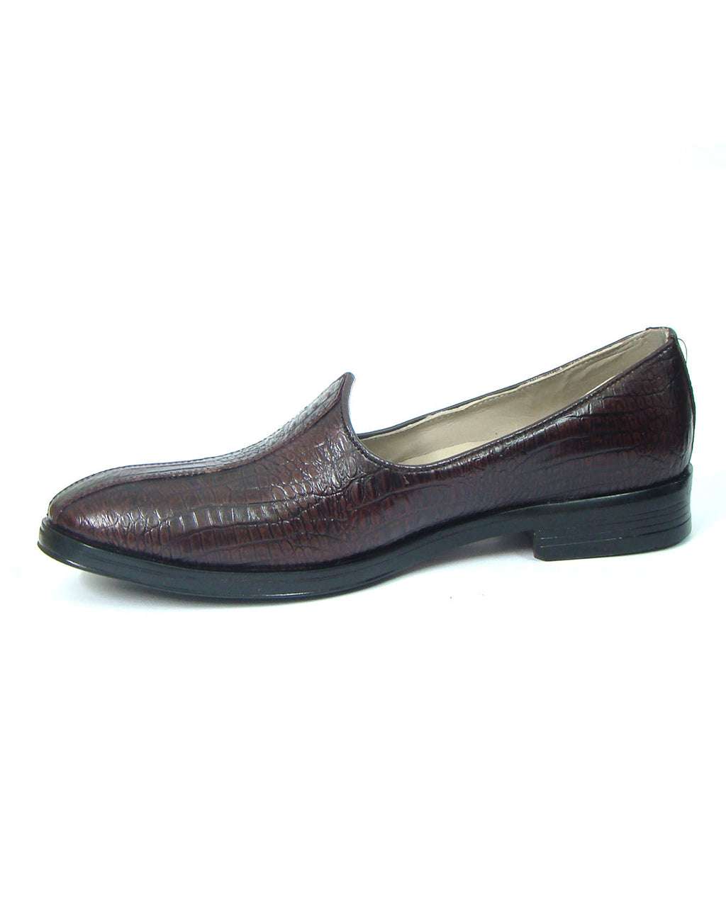 Nagras : Brown Croco embossed leather handmade Nagras with Memory foam footpad. Article : N103
