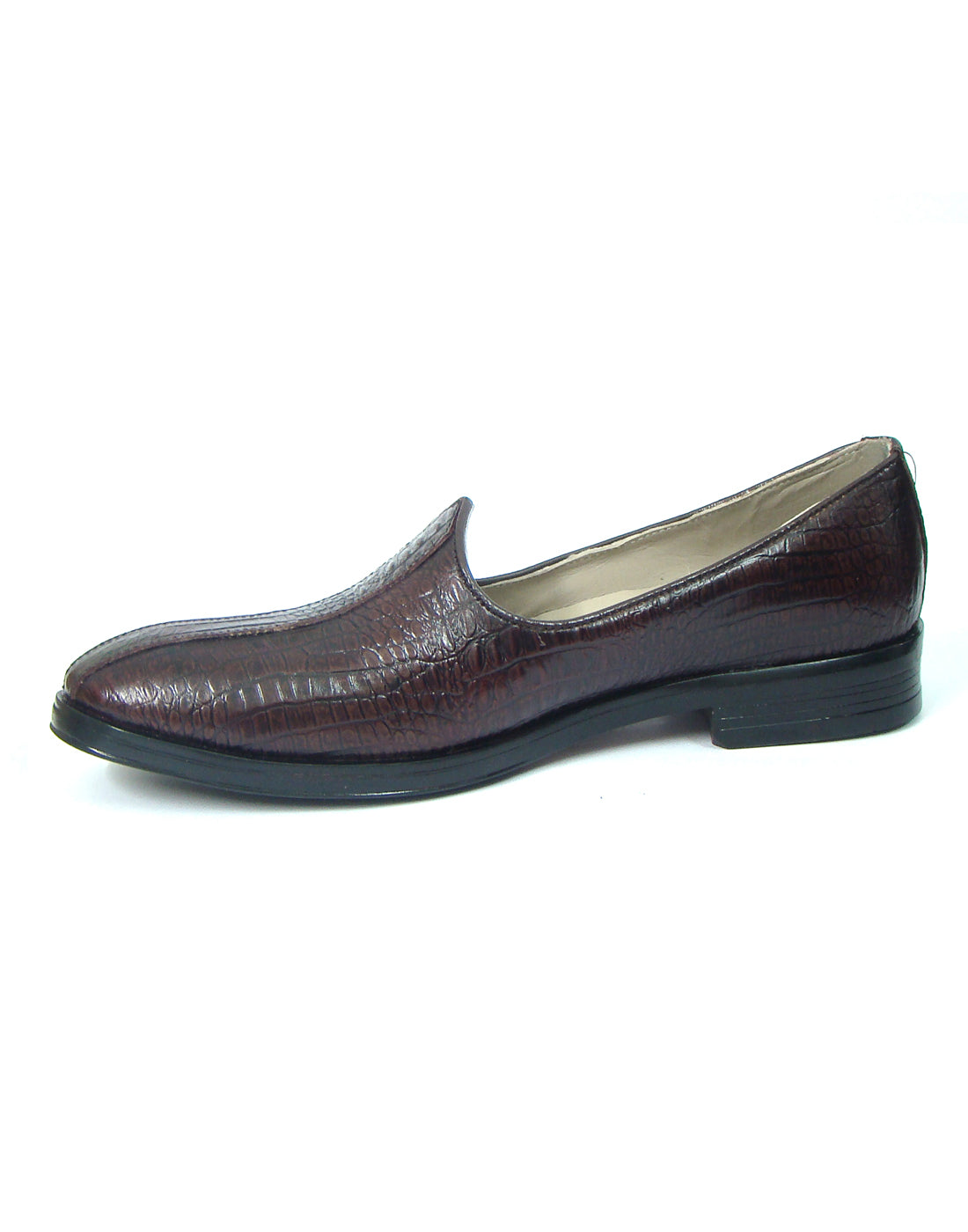 Nagras : Brown Croco embossed leather handmade Nagras with Memory foam footpad. Article : N103
