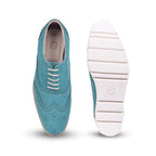 Sneakers : Sky Blue Suede leather Sneakers with Memory foam footpad. Article : SN30-SkyBlue
