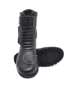 Biker Boots : Waterproof Black leather Rider boots for bikers with Memory foam footpad.