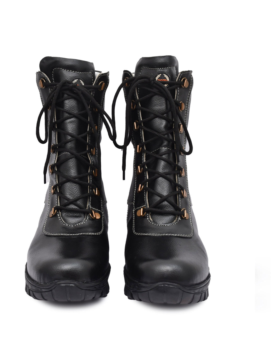Snow Boots : Black Leather boots with Fur & Memory foam footpad.