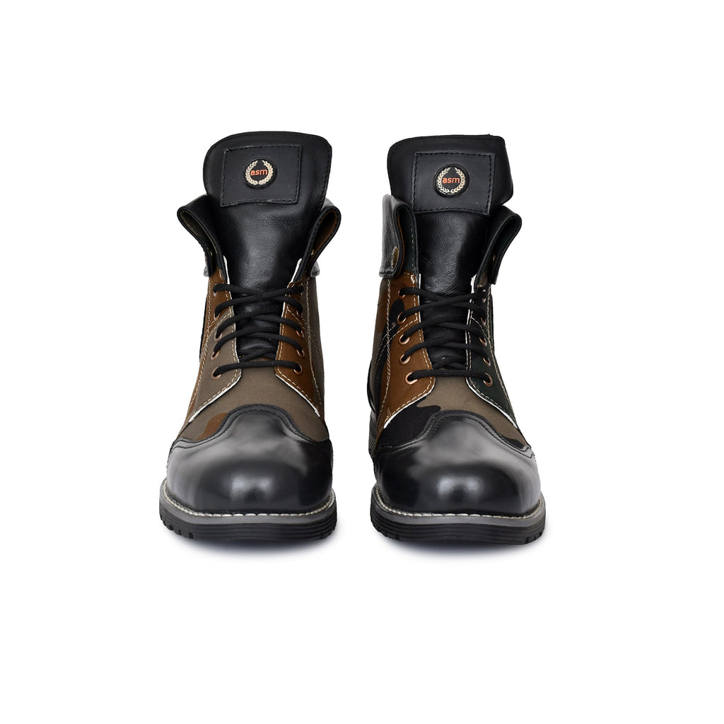 Biker Boots : 6 & 9 Inches Foldable Leather with heavy duty Rubber sole.